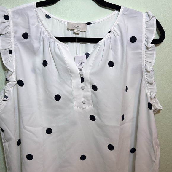 LOFT L polka dot sleeveless blouse top - Picture 5 of 6